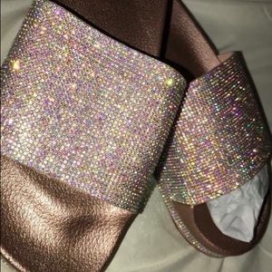 Rose gold slides with bling